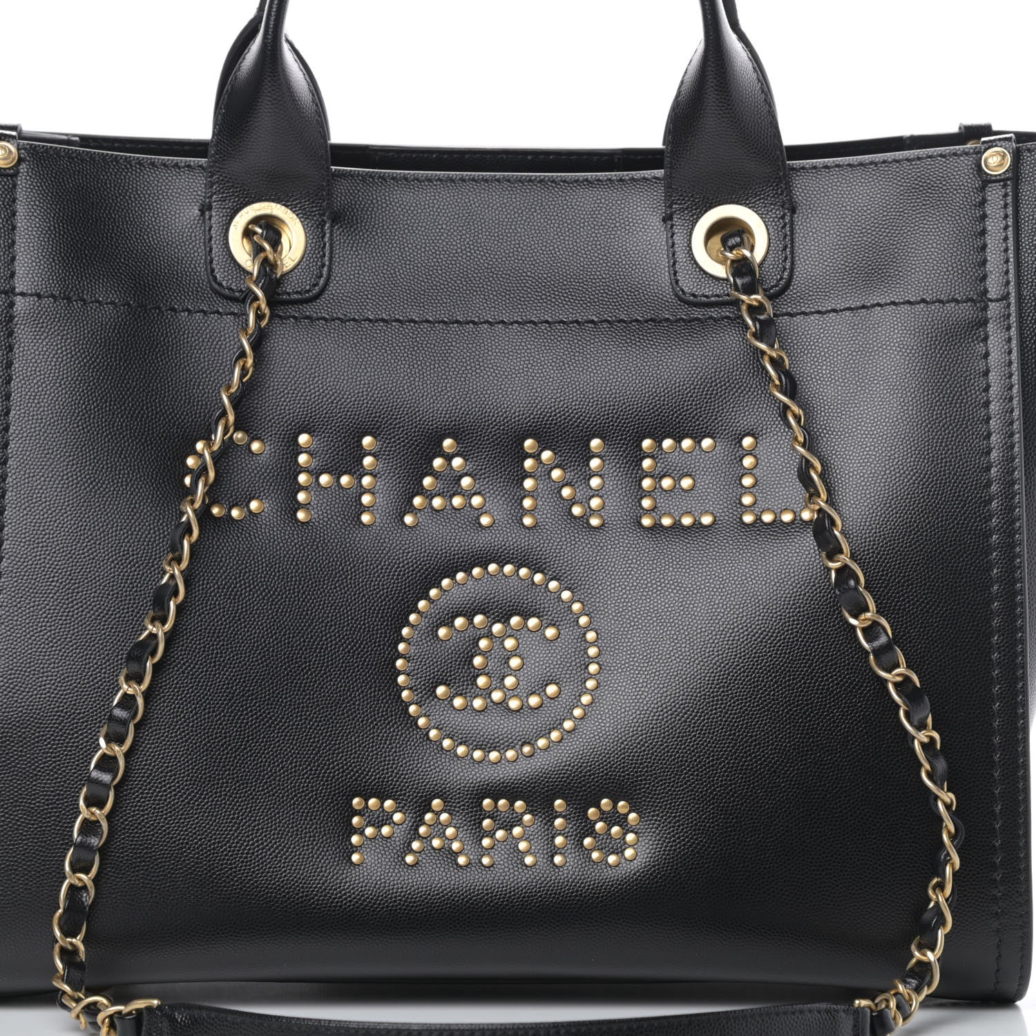 Chanel Caviar Small Studded Deauville Tote Black 8 of 11