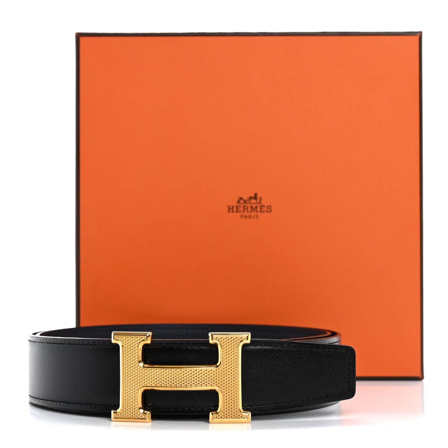 Box Togo 32mm Guilloche H Belt 90 36 Black Bleu Nuit