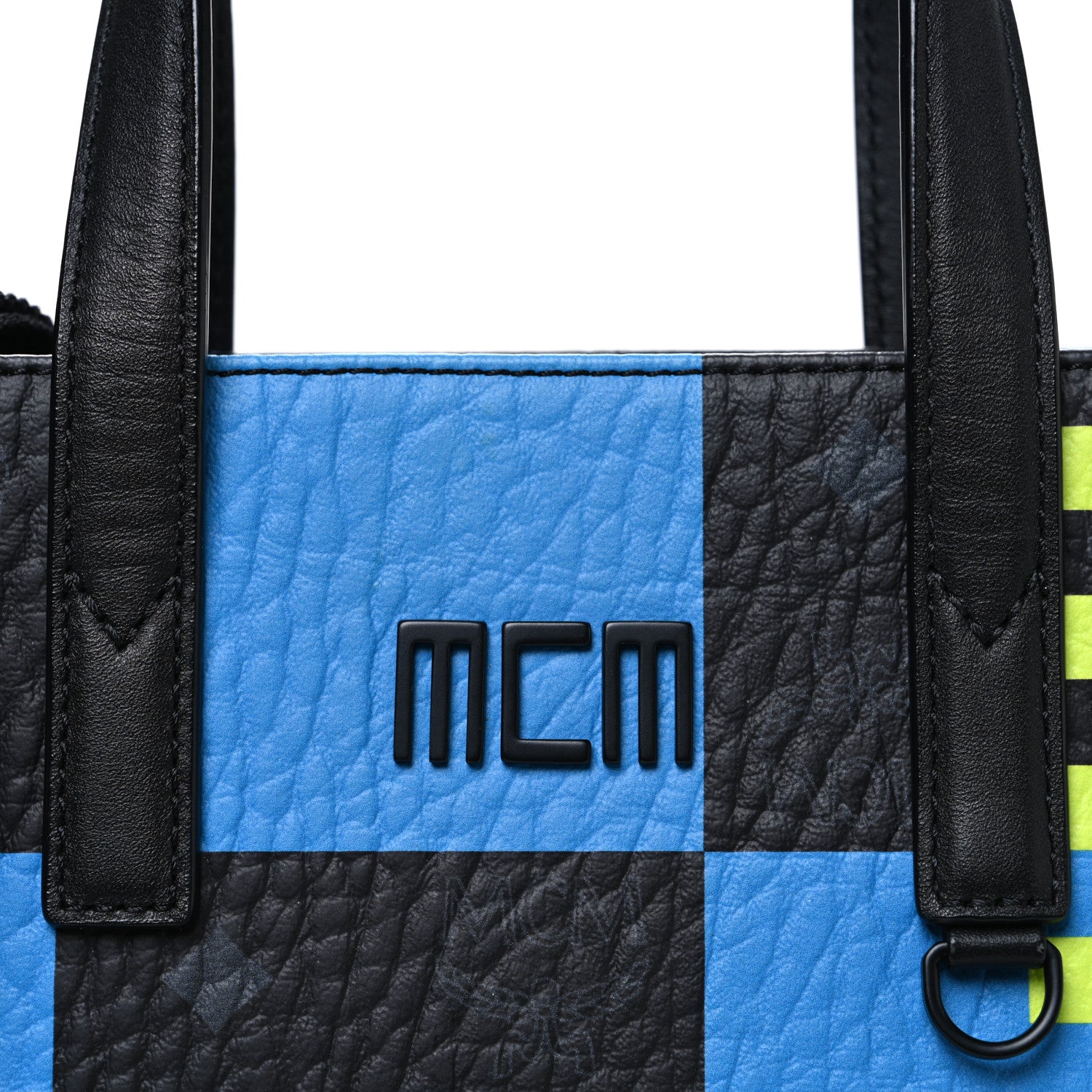 MCM Checkerboard Visetos Aren Tote Black Blue 8 of 10
