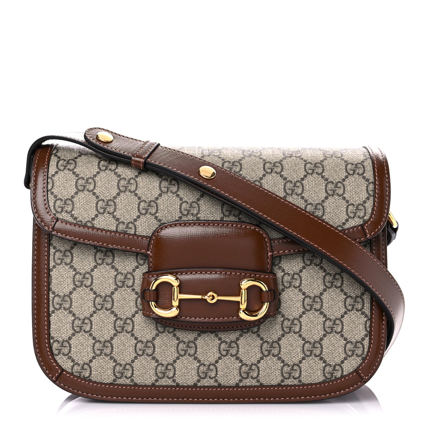 GG Supreme Monogram Horsebit 1955 Shoulder Bag Beige Brown Sugar