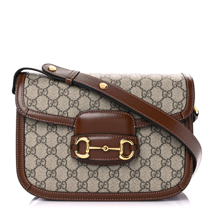 Gucci GG Supreme Monogram Horsebit 1955 Shoulder Bag Beige Brown Sugar 1 of 14