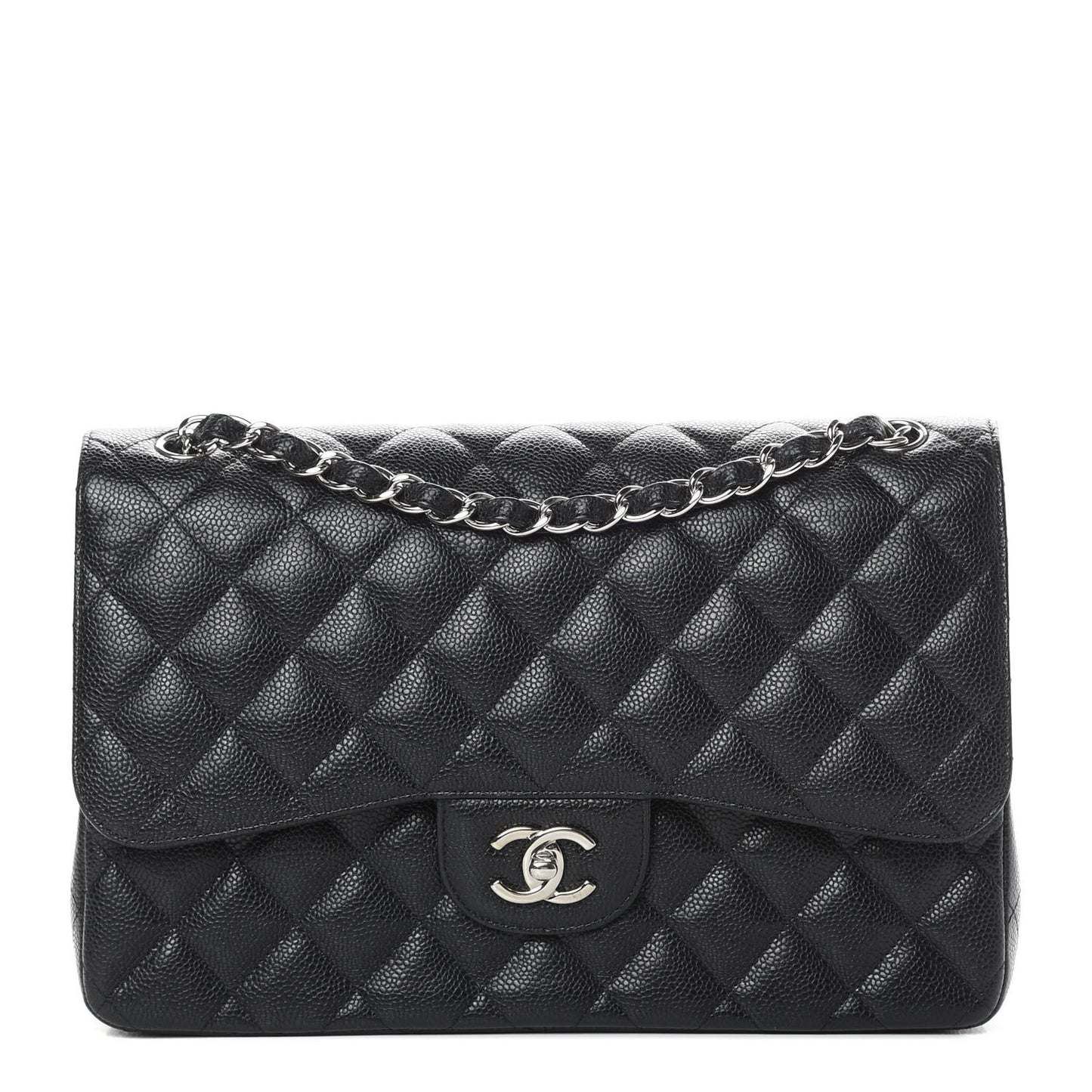 Caviar Quilted Jumbo Double Flap Black