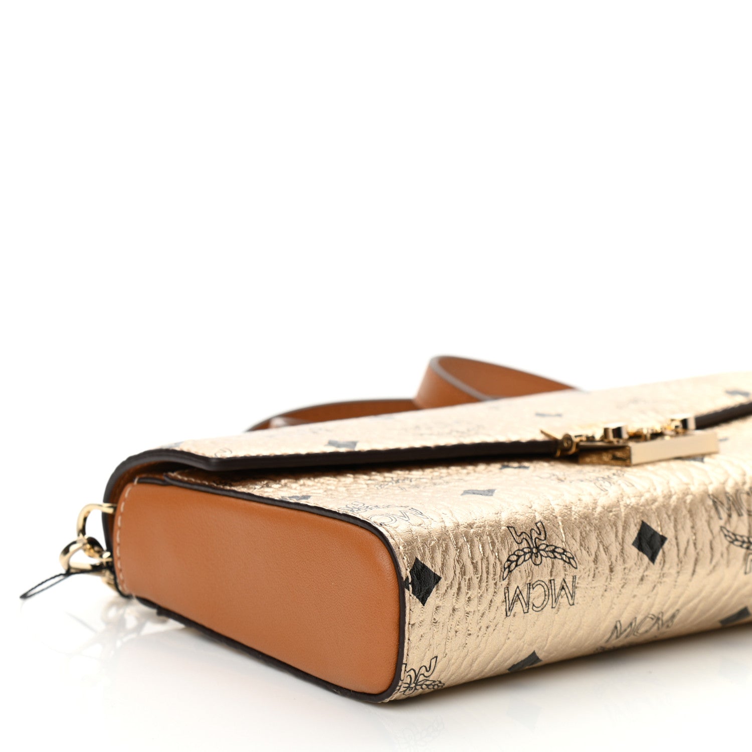 MCM Metallic Visetos Medium Millie Crossbody Bag Berlin Gold 8 of 9