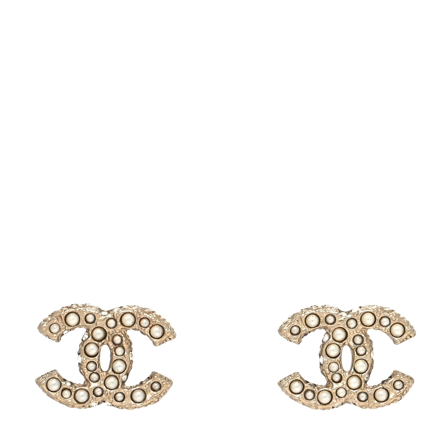 Metal Graduated Pearl Crystal CC Earrings Light Gold