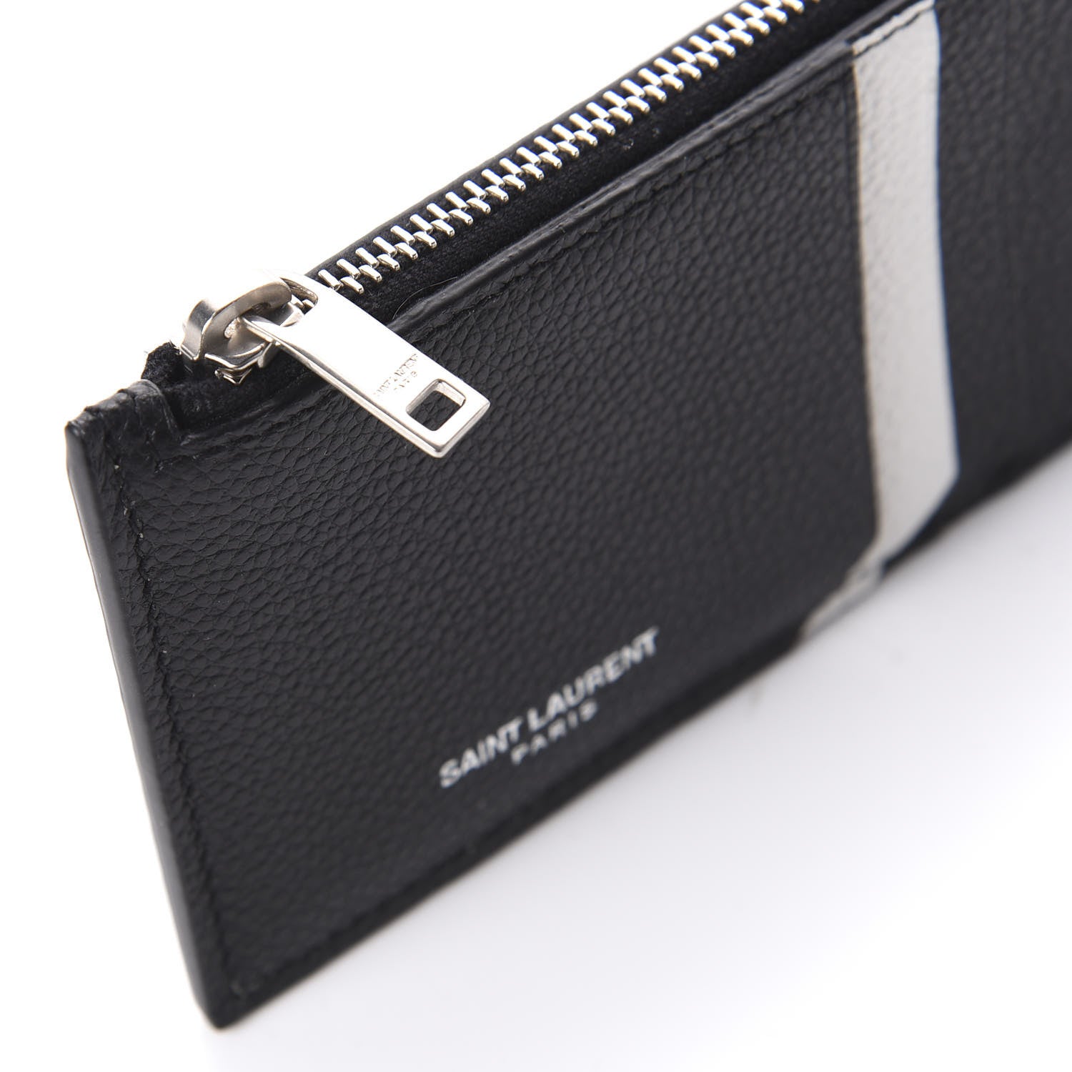 Saint Laurent Grained Calfskin 5 Fragments Zip Pouch Card Holder Black 8 of 10