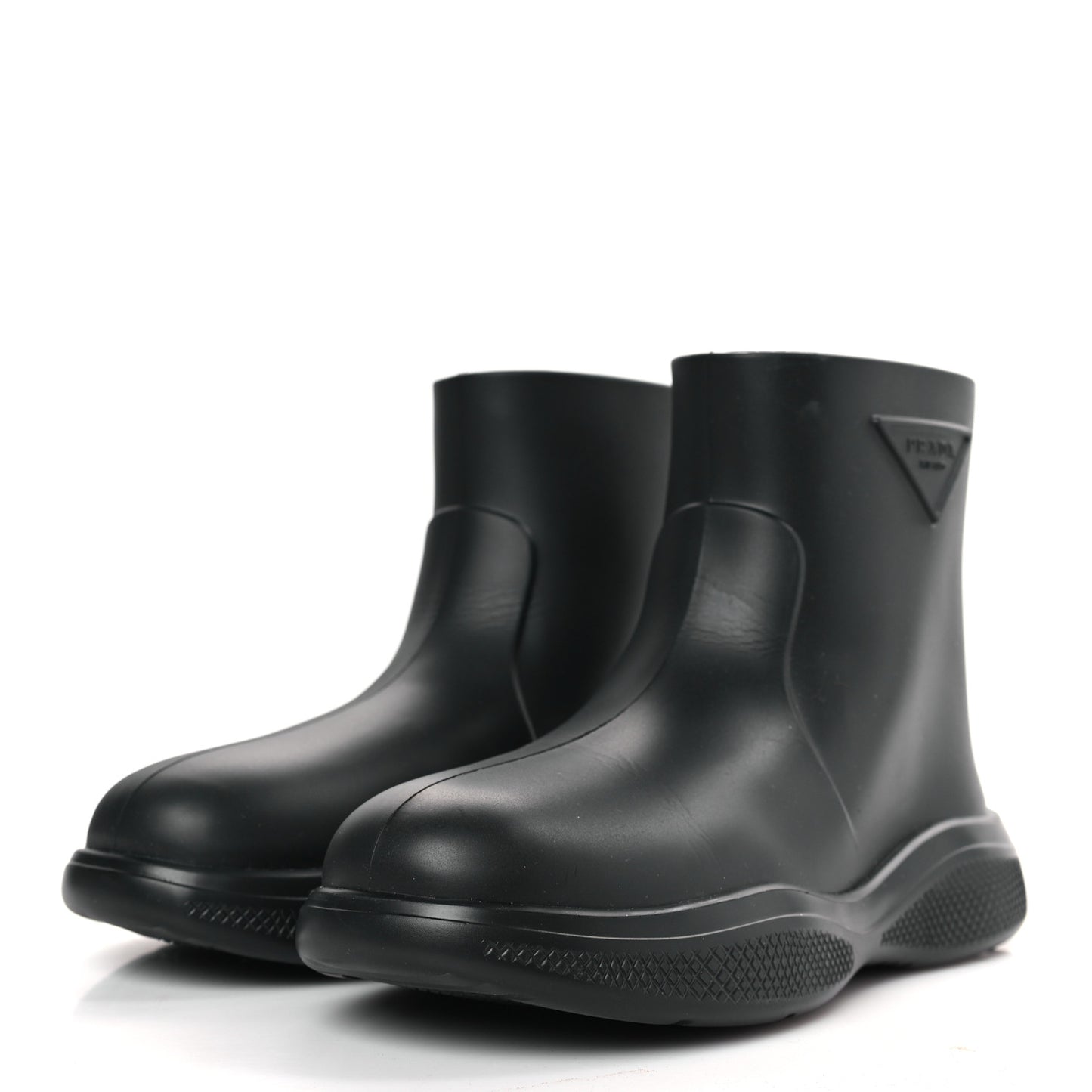 Soft Mellow Rubber Triangle Logo Embossed Womens 25mm Booties 37 Black