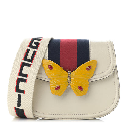 Gucci Calfskin Web Stripe Butterfly Small Totem Shoulder Bag White 1 of 10