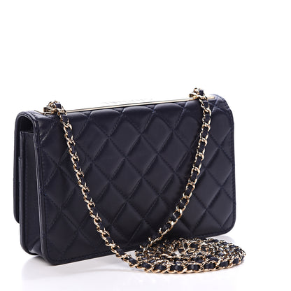 Chanel Lambskin Quilted Trendy CC Wallet On Chain WOC Navy 2 of 17