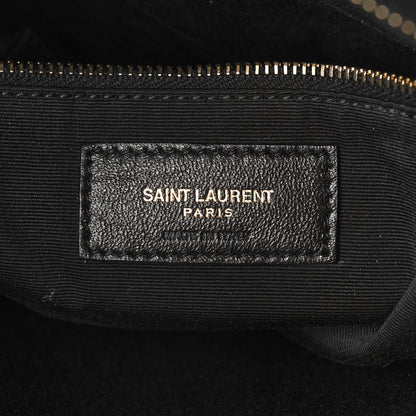 Saint Laurent Grain De Poudre Matelasse Chevron Medium Tribeca Shopping Bag Black 7 of 10