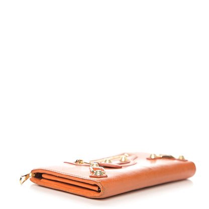 Balenciaga Agneau Classic Hardware Continental Zip Around Wallet Tangerine 3 of 15