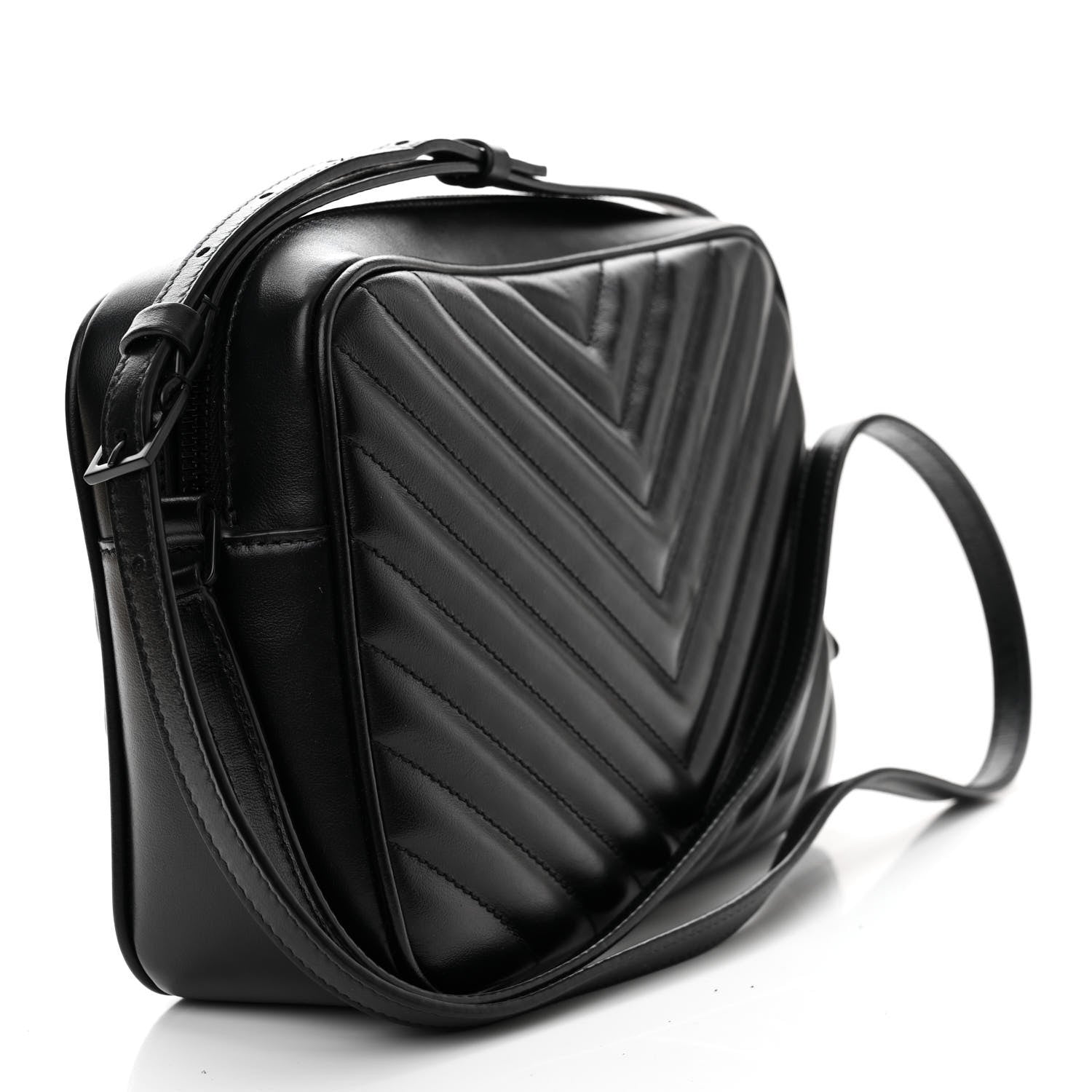 Saint Laurent Calfskin Matelasse Monogram Monochrome Lou Camera Bag Black 4 of 10