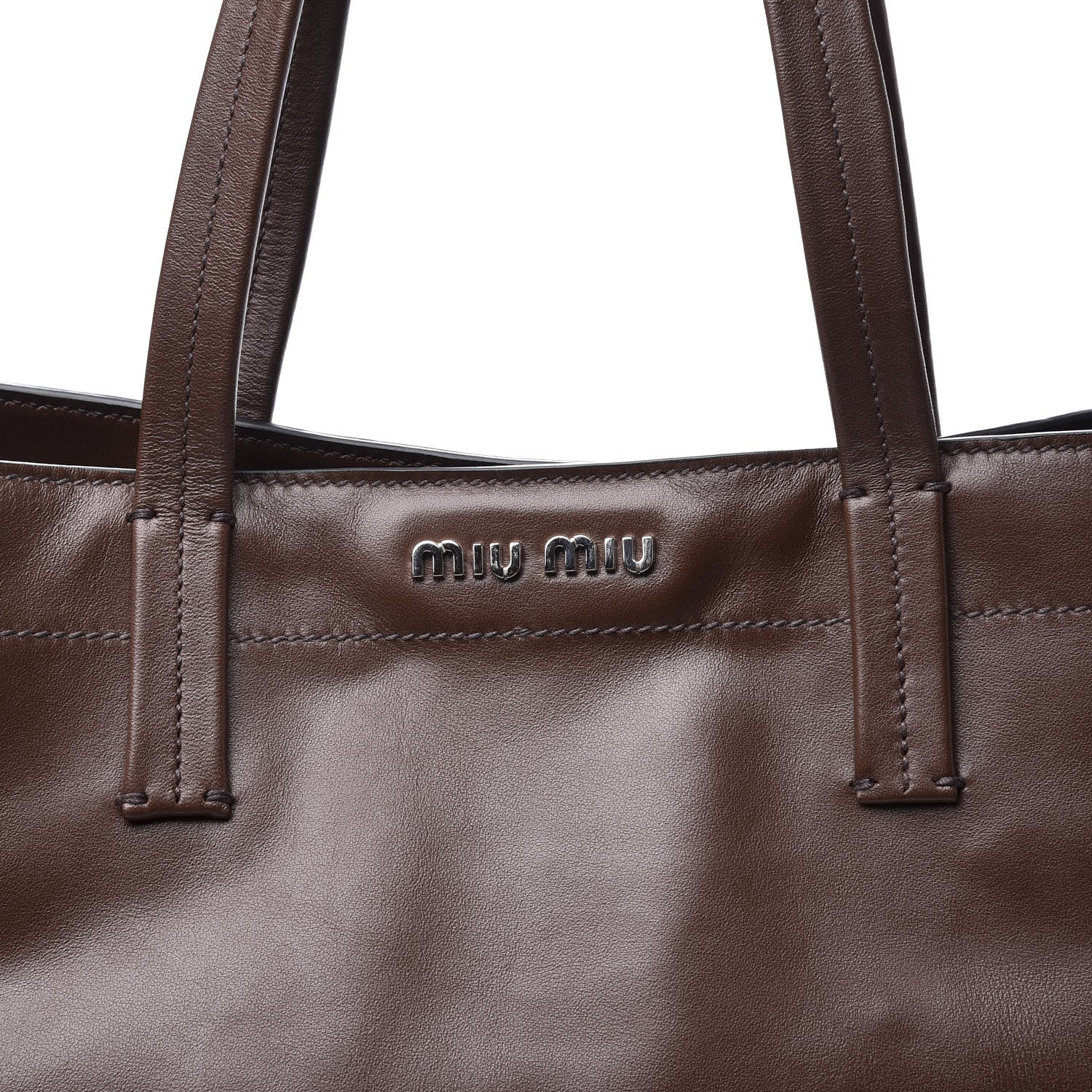 Miu Miu Vitello Soft Calfskin Shopping Tote Bruciato 9 of 9