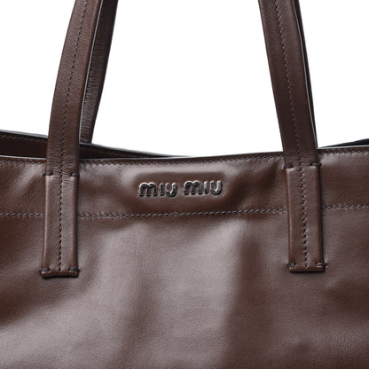 Miu Miu Vitello Soft Calfskin Shopping Tote Bruciato 9 of 9