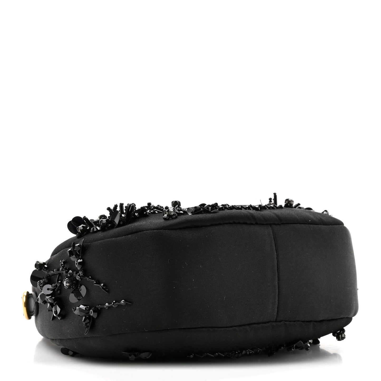 Silk Duchesse Embroidered Mini Wander Hobo Black