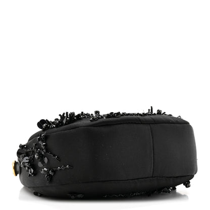 Miu Miu Silk Duchesse Embroidered Mini Wander Hobo Black 4 of 9