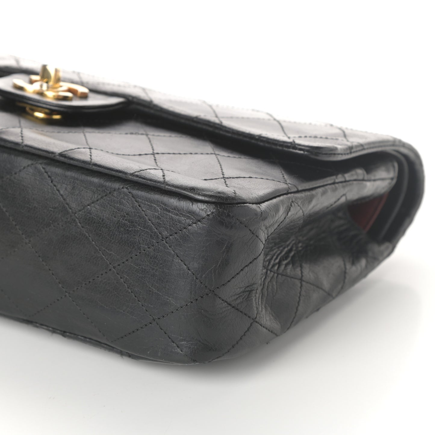 Lambskin Quilted Medium Double Flap Black