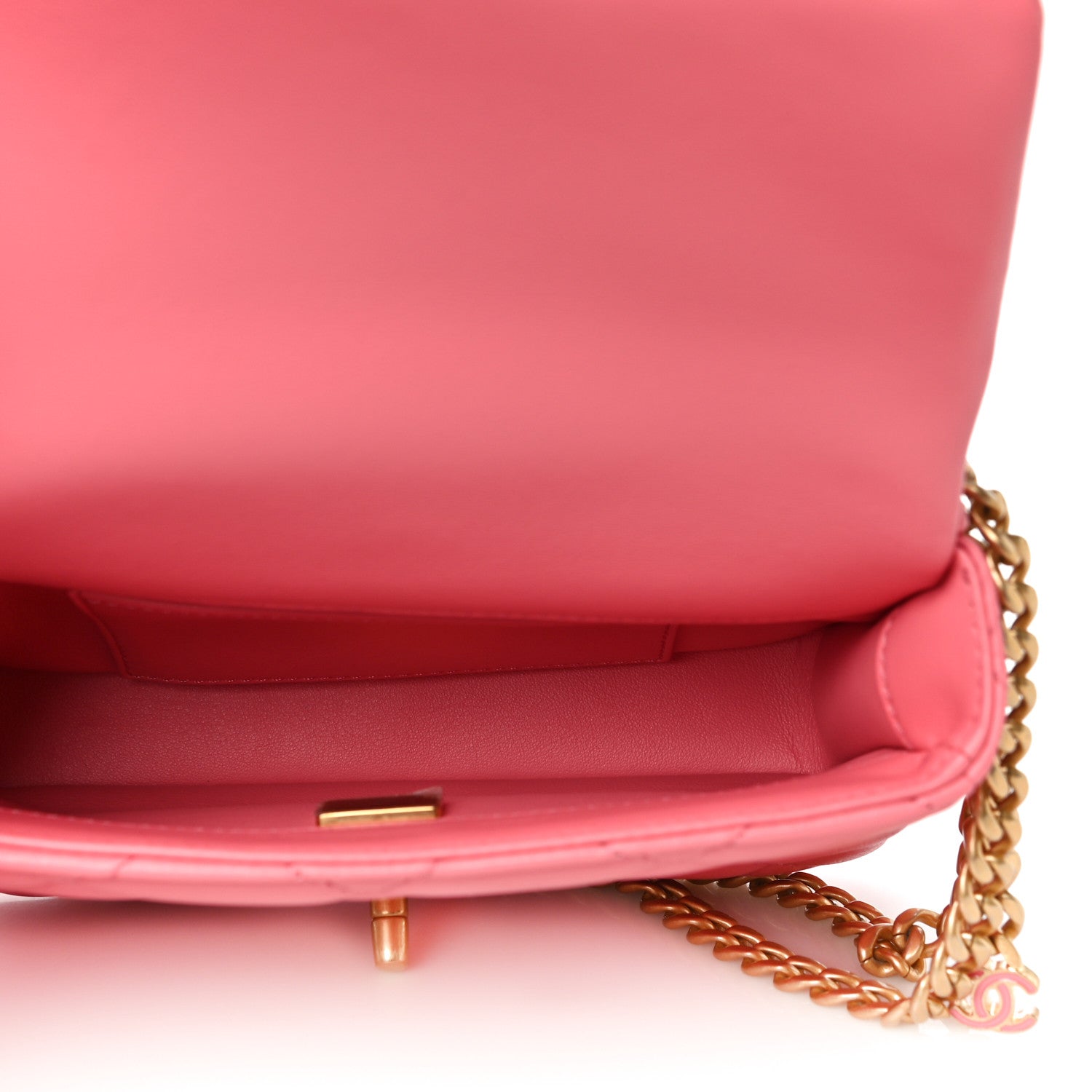 Chanel Lambskin Enamel Quilted Pending CC Mini Square Flap Pink 5 of 10