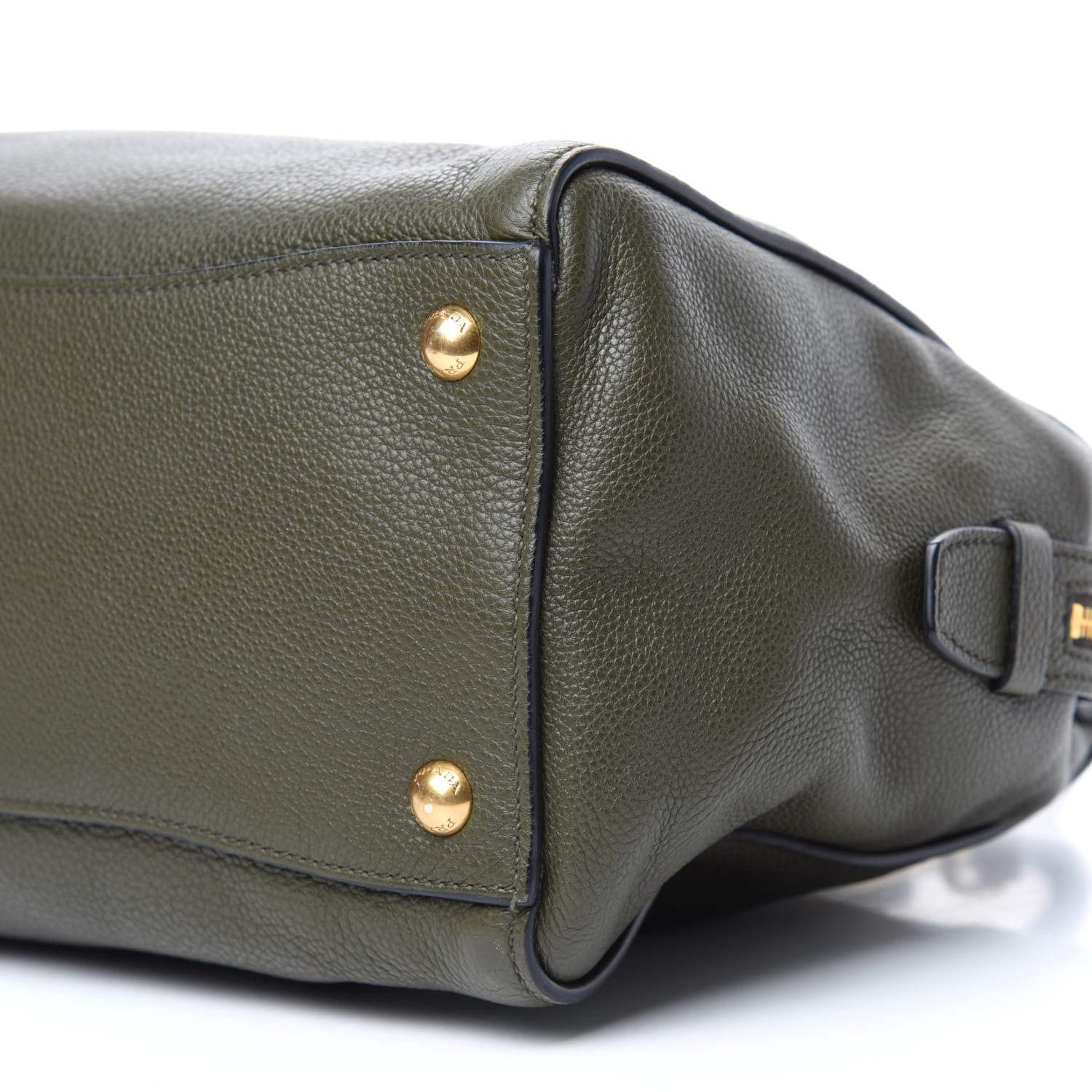 Prada Vitello Daino Tote Militare 7 of 9