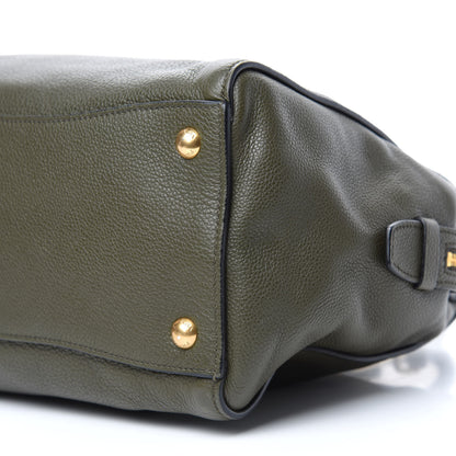 Prada Vitello Daino Tote Militare 7 of 9