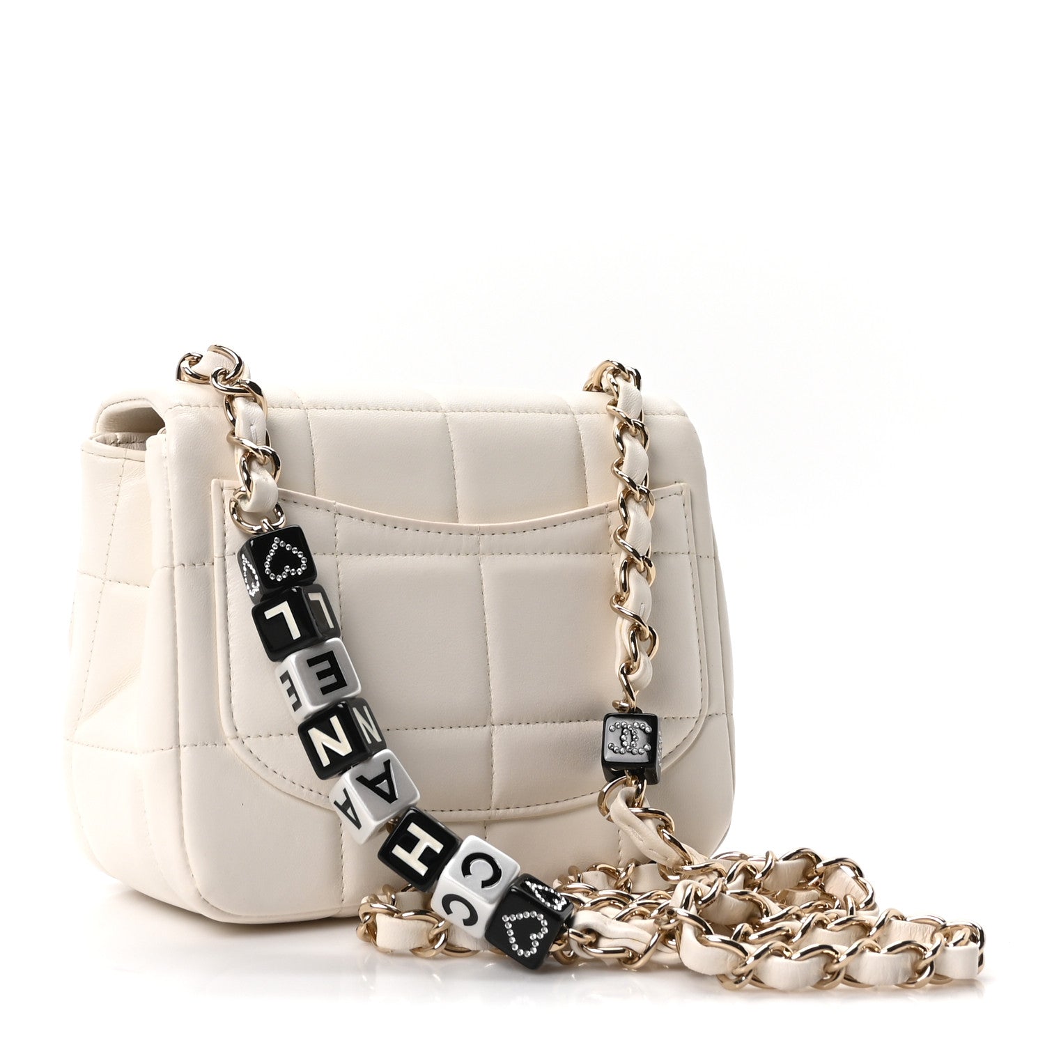 Chanel Lambskin Resin Crystal Square Quilted Monacoco Mini Square Flap White 3 of 11