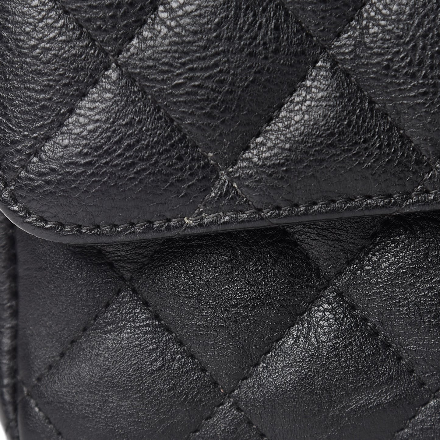 Crumpled Calfskin Quilted Mini Rectangular Flap So Black