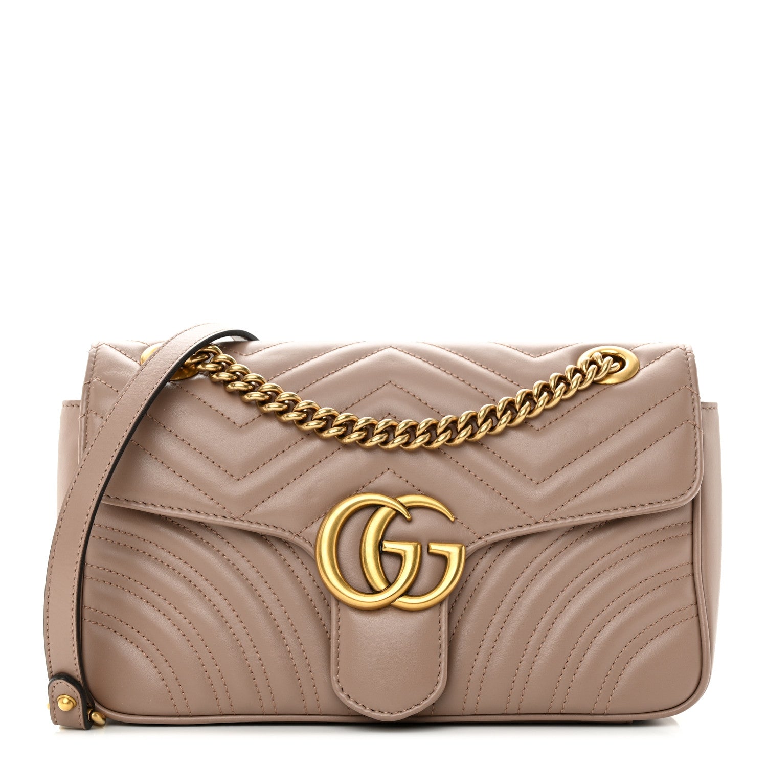 Gucci Calfskin Matelasse Small GG Marmont Shoulder Bag Porcelain Rose 1 of 12