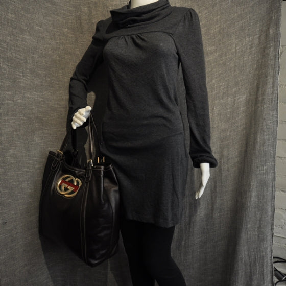 Leather Large Britt Tote Dark Brown