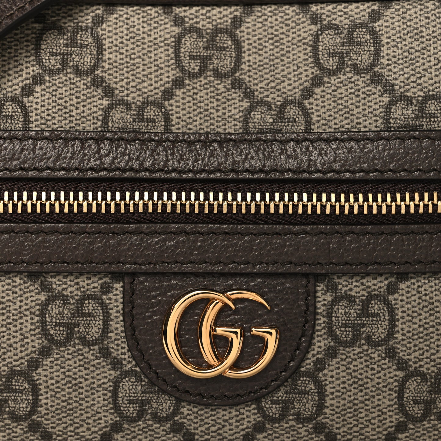 Denim Monogram Textured Dollar Calfskin Super Mini Ophidia Shoulder Bag Beige Ebony New Acero