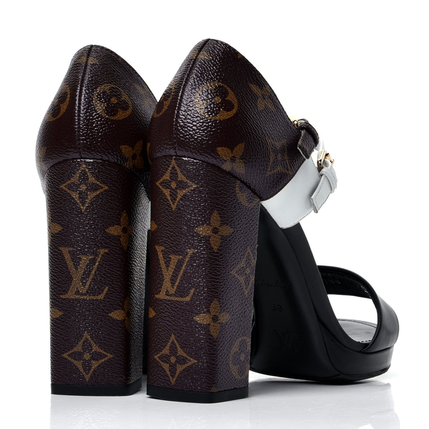 Calfskin Monogram Matchmake Cross Sandals 38 Black White