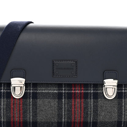 Dolce & Gabbana Wool Calfskin Tartan Kids Satchel Blue Red Multicolor 7 of 10