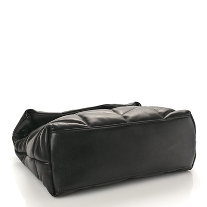 Saint Laurent Lambskin Quilted Monogram Monochrome Medium Loulou Puffer Chain Satchel Black 4 of 10