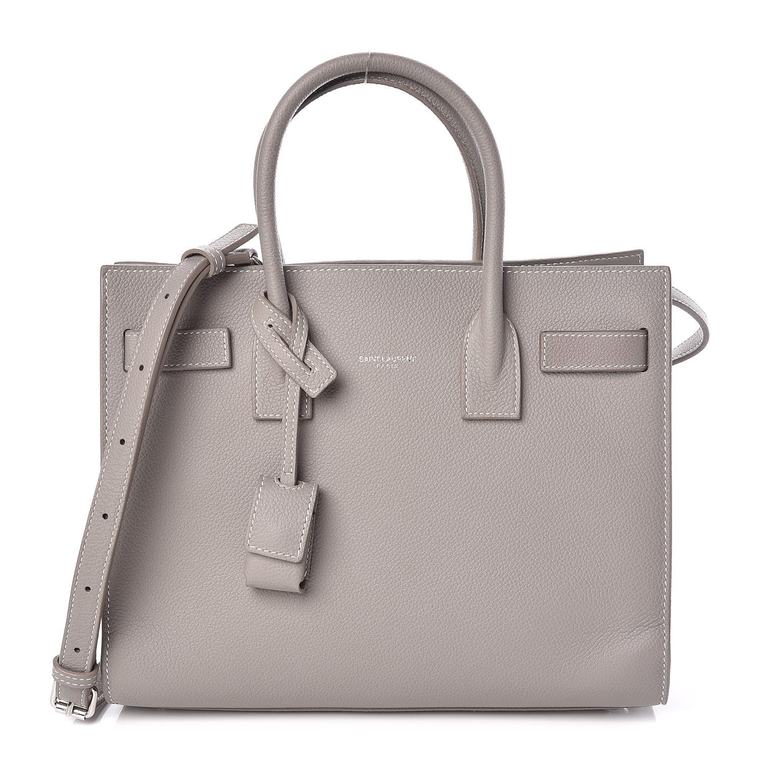 Saint Laurent Grained Calfskin Topstich Baby Sac De Jour Grey 1 of 8