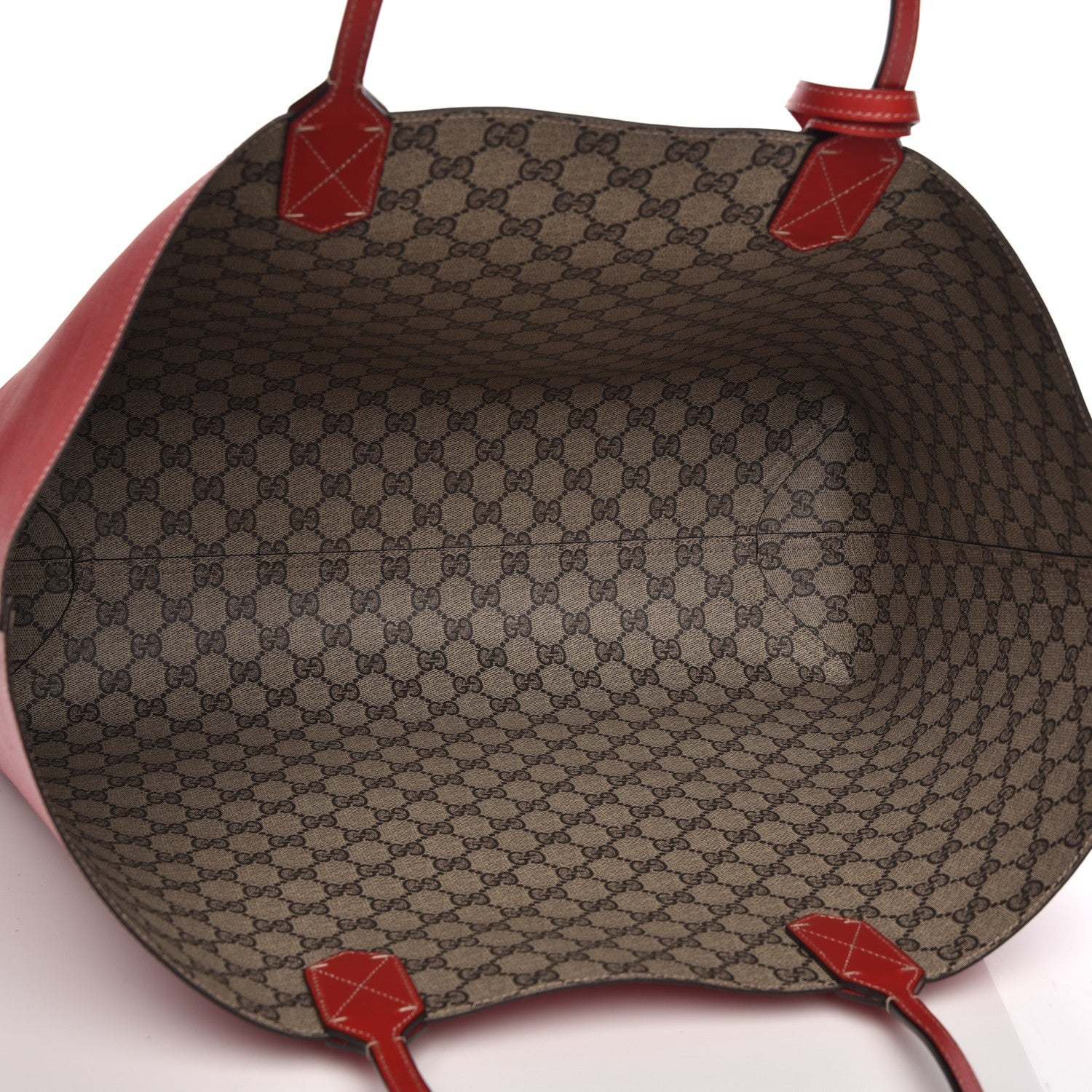 Gucci GG Supreme Monogram Large Reversible Tote Beige Red 8 of 9
