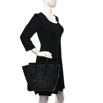 Celine Drummed Calfskin Micro Luggage Black 2 of 12