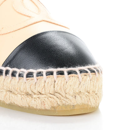 Chanel Lambskin CC Espadrilles 35 Beige Black 10 of 12