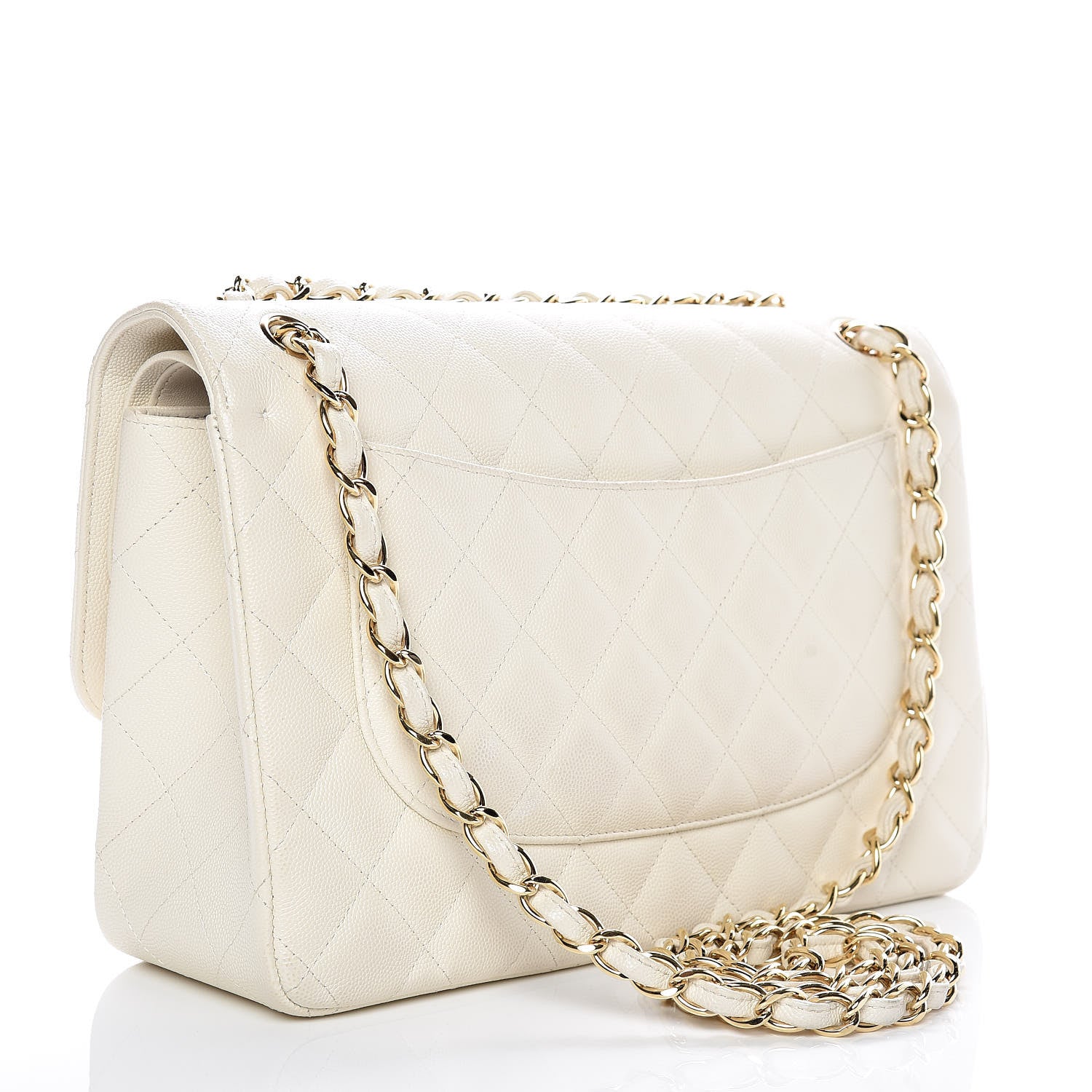 Chanel Caviar Quilted Jumbo Double Flap White 3 of 11