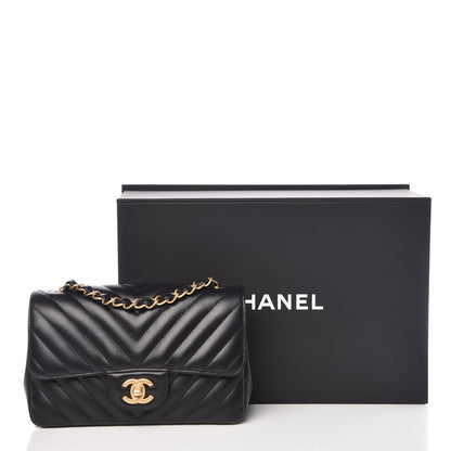 Chanel Lambskin Chevron Quilted Mini Rectangular Flap Black 11 of 11
