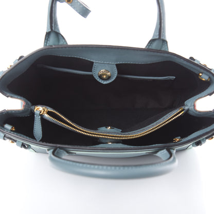 Burberry Calfskin Medium Bi-Color Banner Tote Celadon Blue Turquoise 5 of 9