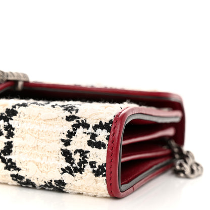 Gucci Tweed GG Monogram Mini Dionysus Chain Wallet White Black Romantic Cherry 10 of 10