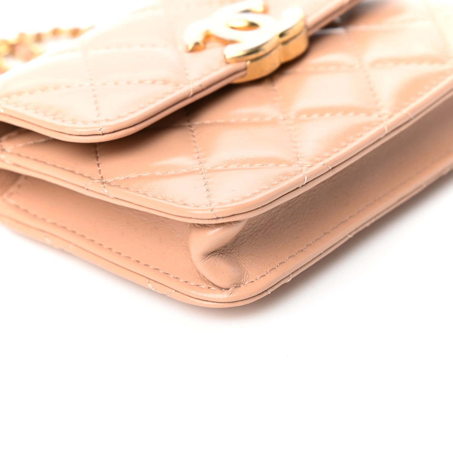 Chanel Calfskin Quilted Perfect Fit Coin Purse With Chain Beige 9 of 11