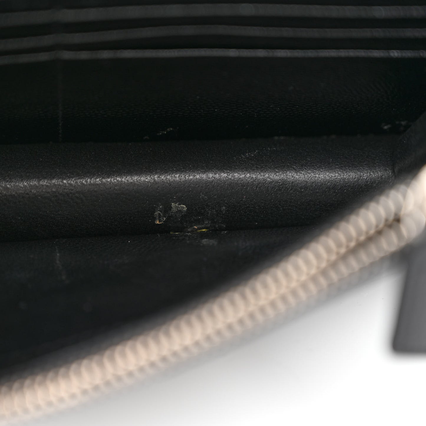 Grain De Poudre Matelasse Chevron Monogram Envelope Chain Wallet Black
