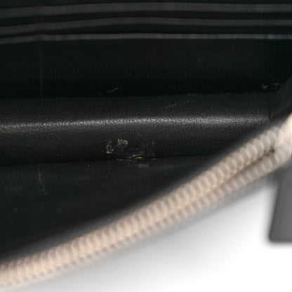 Saint Laurent Grain De Poudre Matelasse Chevron Monogram Envelope Chain Wallet Black 12 of 13