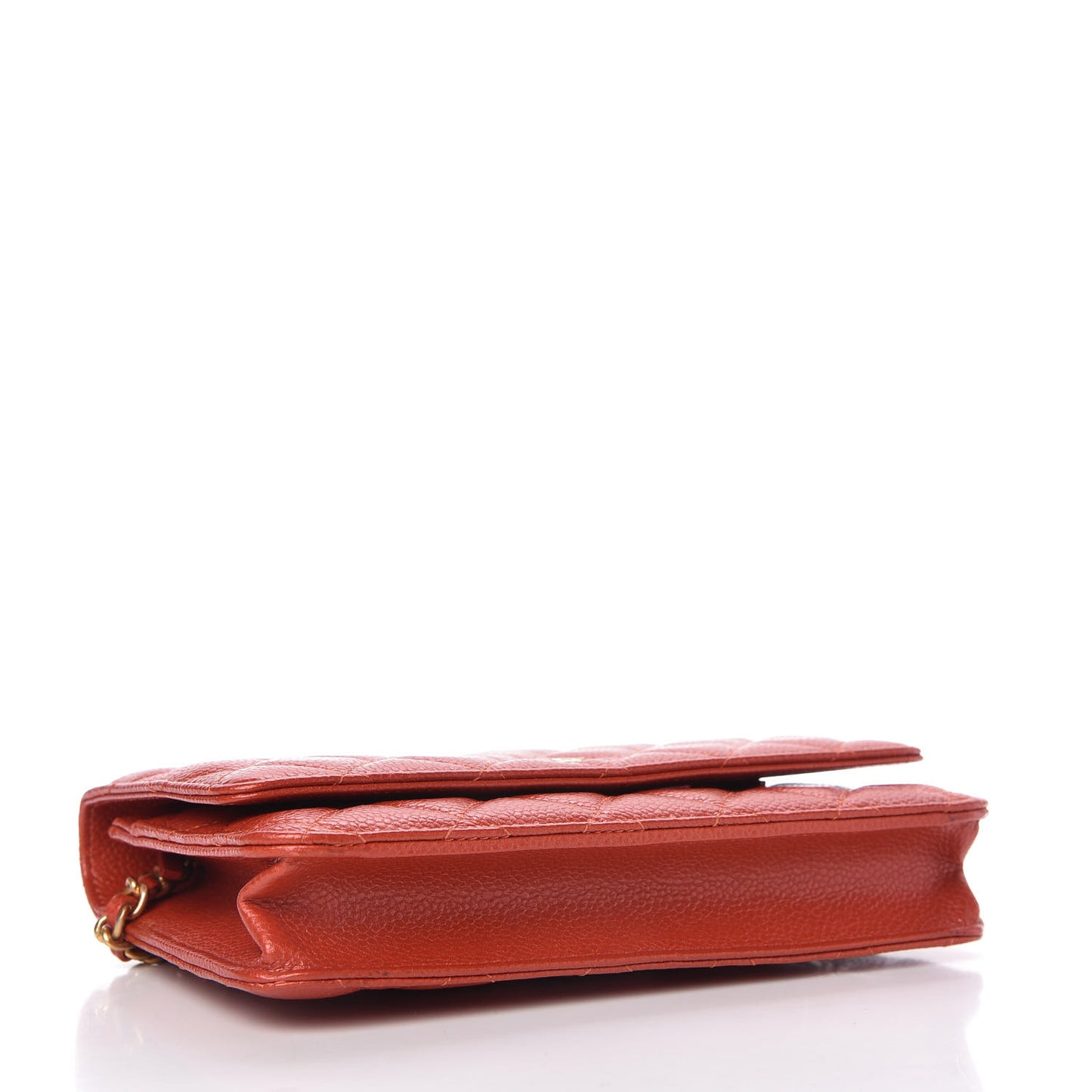 Pearly Caviar Quilted Wallet On Chain WOC Orange