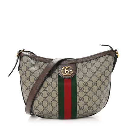 Gucci GG Supreme Monogram Web Small Ophidia Half Moon Hobo Brown 1 of 12
