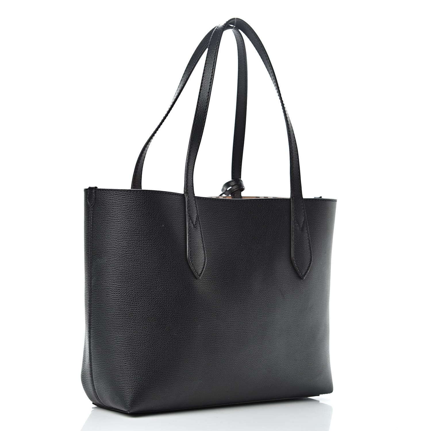 Burberry Grainy Calfskin Haymarket Check Small Reversible Tote Black 5 of 15