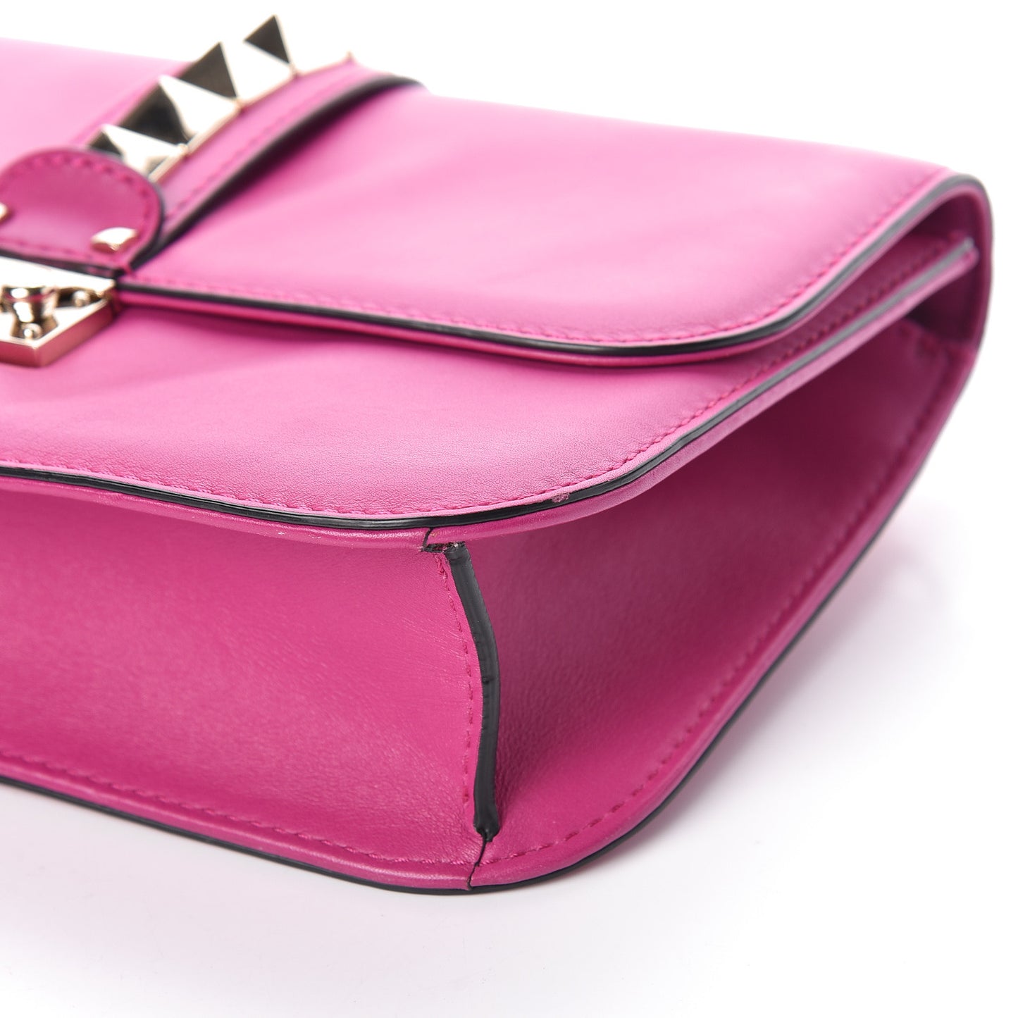 Vitello Medium Glam Lock Rockstud Flap Fuxia