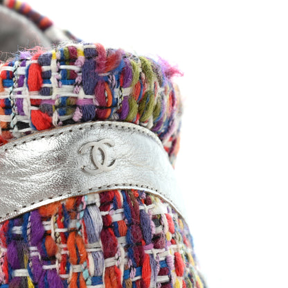 Chanel Tweed Lambskin Runway Sneakers 41 Silver Multicolor 10 of 13