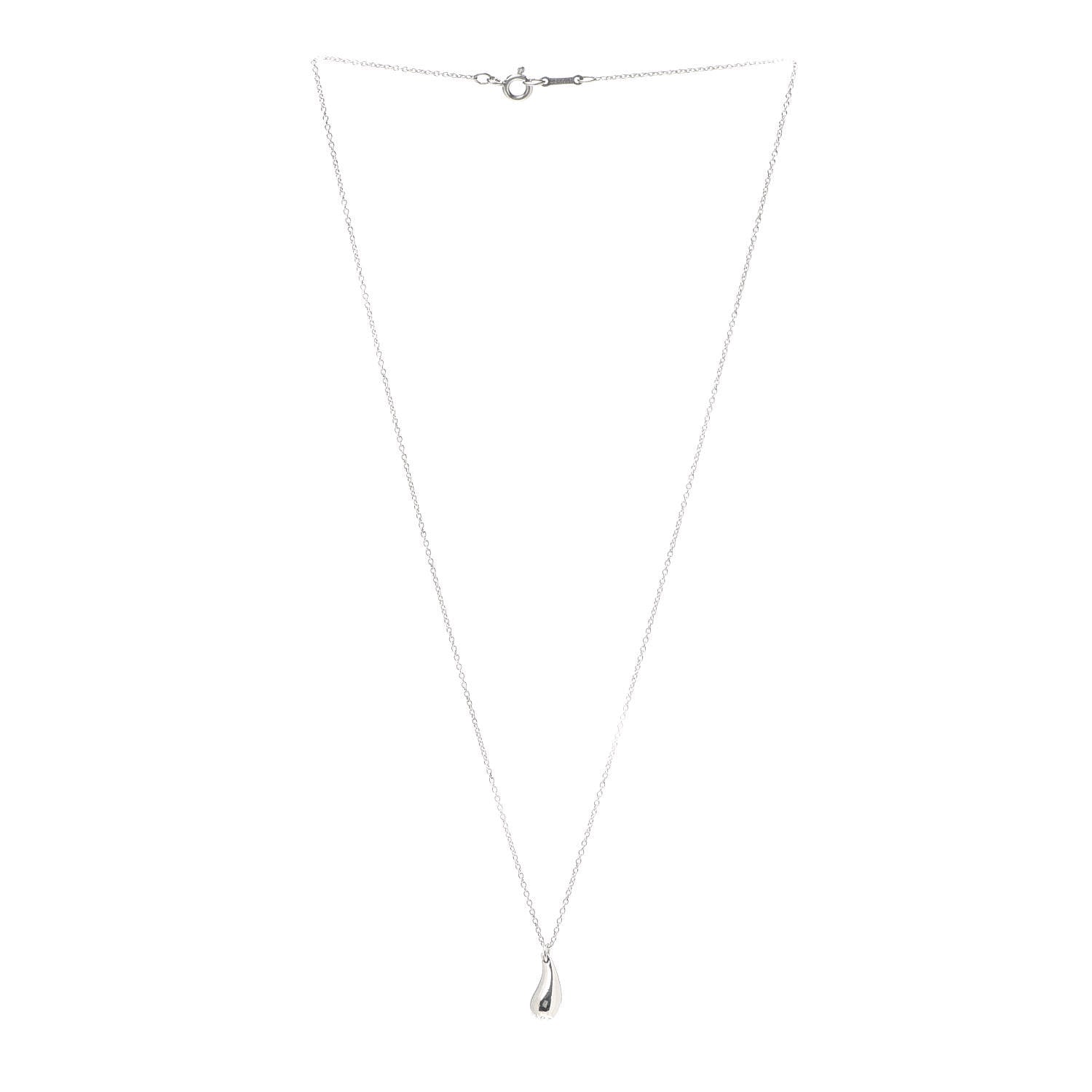 Tiffany Sterling Silver 12mm Elsa Peretti Tear Drop Pendant Necklace 3 of 6
