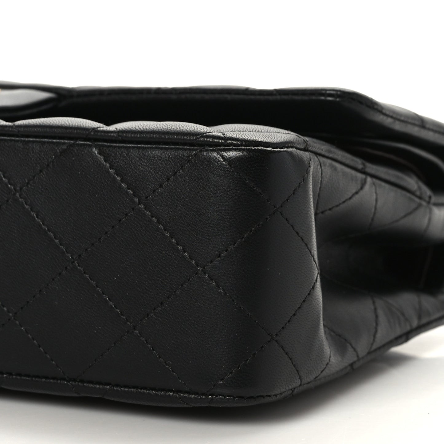 Lambskin Quilted Medium Double Flap Black