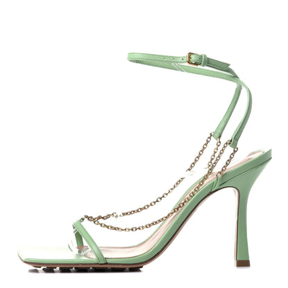 Bottega Veneta Lambskin Stretch Chain Strap 90mm Sandals 38.5 Pistachio 1 of 9